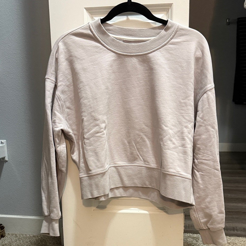 Lululemon Perfectly Oversized Cropped Crew White Opal